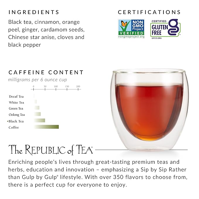 The Republic of Tea – Republic Chai Black Tea, 50 Tea Bags, Spiced Chai Blend, Gluten Free