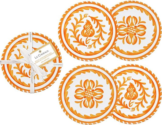 Le Cadeaux Luxury Melamine Appetizer Plates 6.5 Inches Set of 4, Sicily Orange