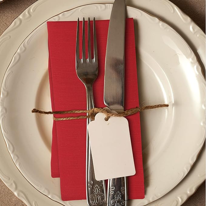 Urban Villa Christmas DinnerNapkins 20x20 Inches Over Sized Set of 6 Red Color Cloth Napkins 100% Cotton Cloth Napkins Reusable Washable Napkins Premium Quality Mitered Corners Soft DinnerNapkins
