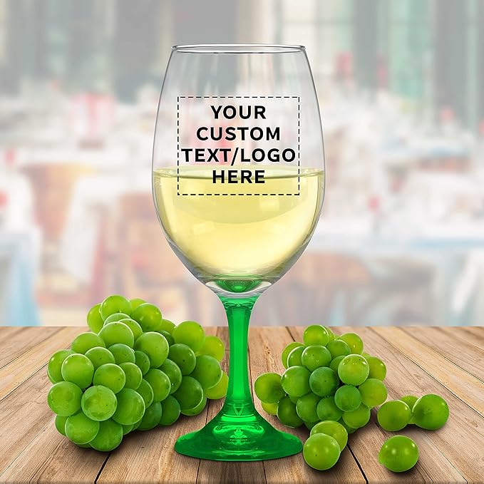Custom Rioja Grand Wine Glasses 20.75 oz. Set of 50, Personalized Bulk Pack - Perfect for Hotel, Bar, Restaurant or Lounge - Green