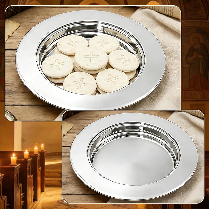 Bread Silver Premium Communion Trays for Churches, Stainless Steel Communion Set, Church Communion Bread and Serving Supplies