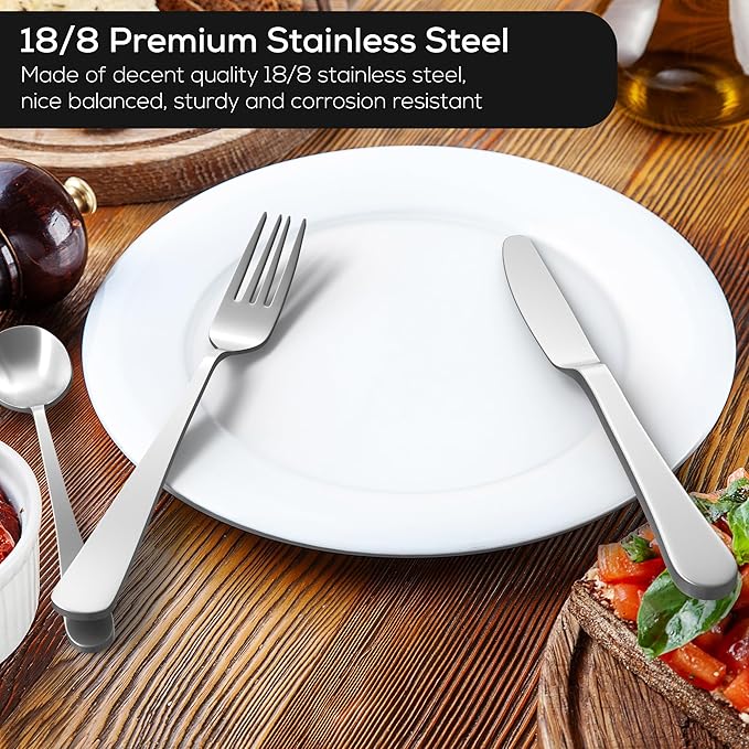 Upgraded 18/8 Stainless Steel 28-Piece Flatware Cutlery Set(Silver)-Silverware set for 4-Luxurious Home Kitchen Dinnerware Sets-Great Kitchen Accessories-Perfect House Warming/Christmas Gift