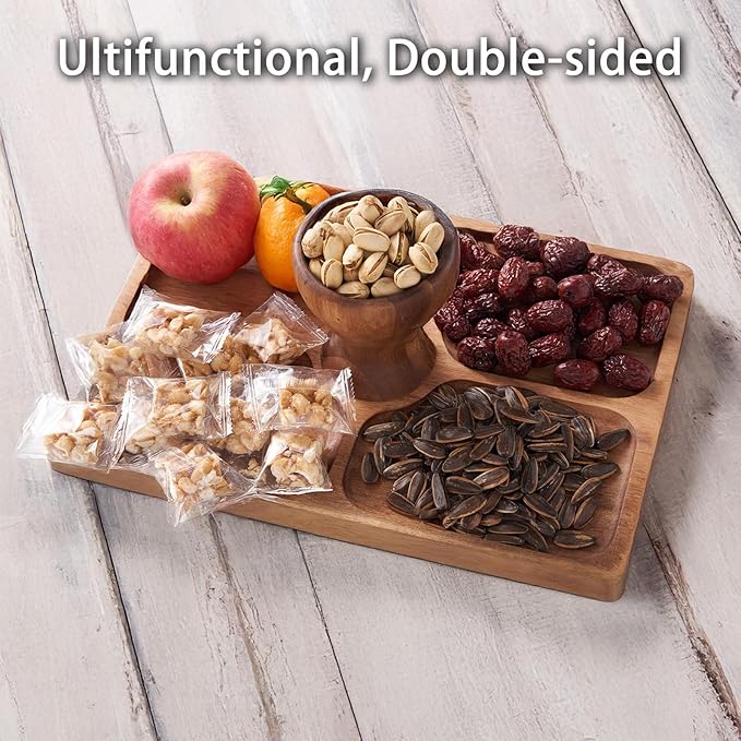 Cake Stand with Lid, 13″ Rectangular Multi-Functional Cake Holder, Acacia Solid Wood 2-in-1 Dessert Table Display Set, Charcuterie Board for Cheese ,Fruit Platter, Large Acrylic Cake Dome Cover