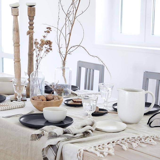 Casafina Ceramic Stoneware 12-Piece Place Setting Service for 4, Pacifica Collection, Salt White | Microwave & Dishwasher Safe Dinnerware Set | Food Safe Glazing | Restaurant Quality Tableware
