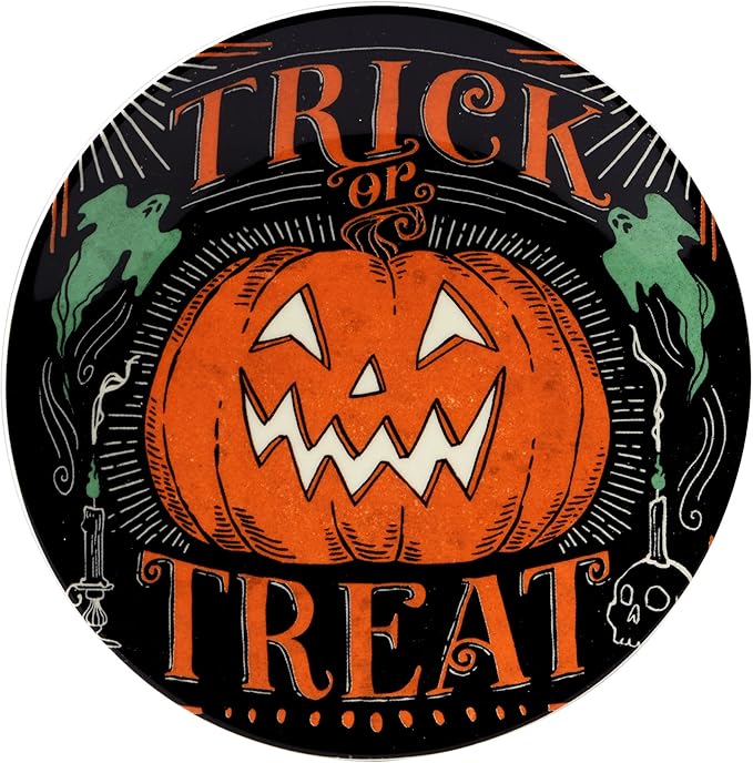 Certified International Scaredy Cat 6" Canape/Luncheon Plates, Assorted Designs, Multicolor, Medium, Set of 4