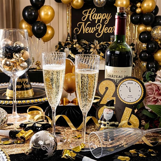 WDF 36PCS Clear Champagne Flutes Plastic - 6 OZ Clear Disposable Champagne Flutes Party Supplies for Wedding/Birthday/Parties