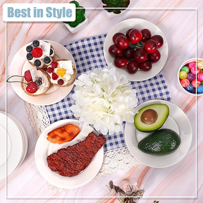 12 Pcs Porcelain Dessert Plates,Small Appetizer Plates,6 inch Small White Plates,Small Plates for Appetizers,White Salad Plates,Ceramic Dessert Plate Set,Microwave Oven and Dishwasher Safe