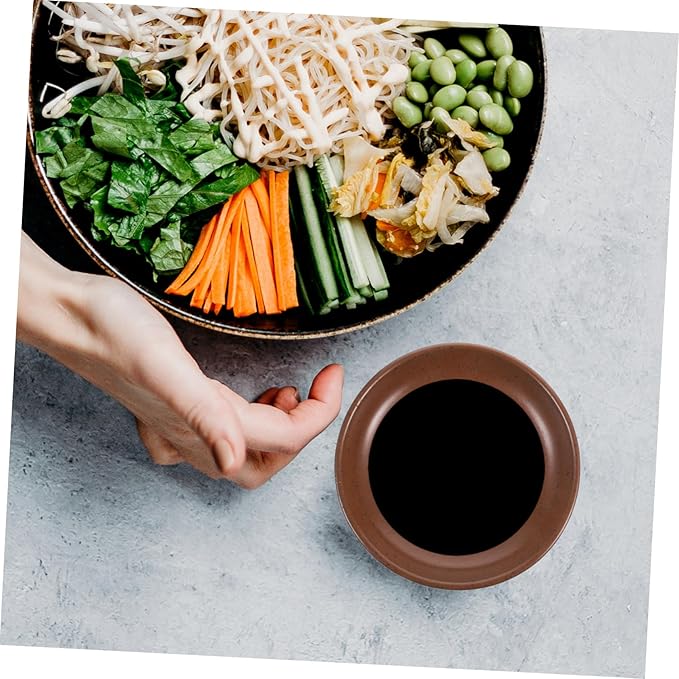 LIFKOME Ceramic Appetizer Plate Shallow Serving Dish for Dipping Sauces Rustic Style Snack Bowl for Hotel Dining and Restaurant Use 4-piece Set