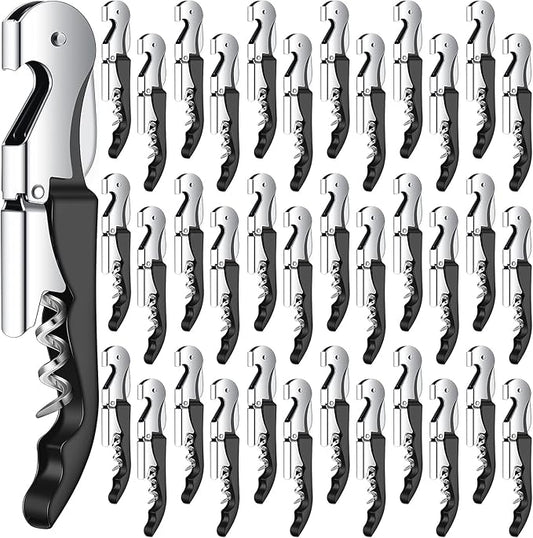 Waiter Corkscrew Wine Openers Heavy Duty Hinges Wine Key Bottle Opener All in One Double Hinged Waiter's Corkscrew with Foil Cutter Wine Tools for Bartenders Servers Sommelier (Black, 60)