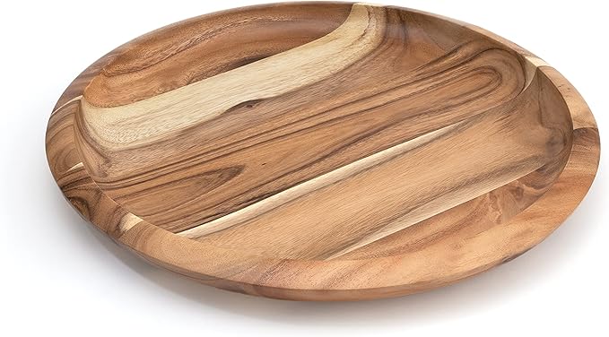 Lipper International 1281 Acacia Grand Centerpiece Platter for Serving for Meats, Cheeses, and Crackers, 18" Diameter x 2" Height