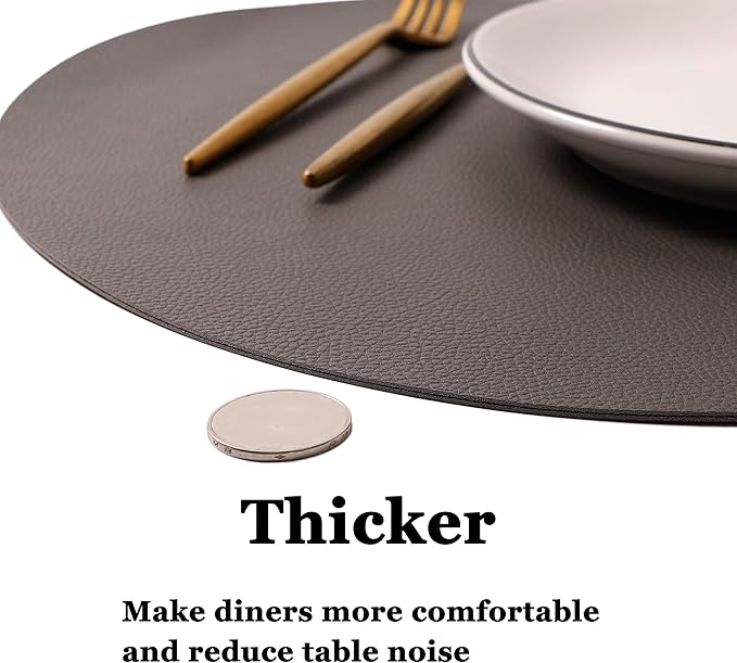Wipeable Placemats and Coasters Leather Table Mats Waterproof Heat-Resistant Easy to Clean for Dining Table Set Kitchen Table Set of 4, Gary