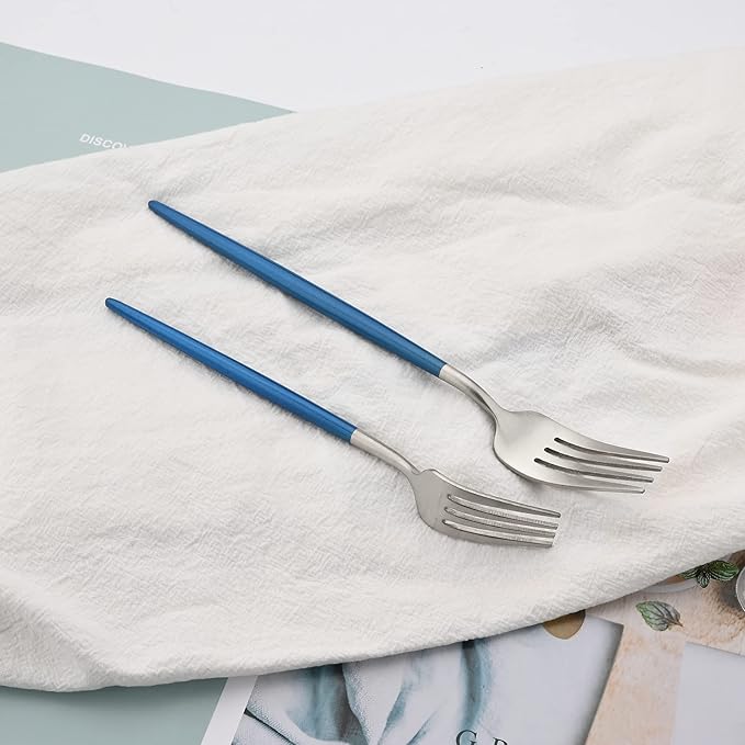 18/10 Stainless Steel Matte Flatware Set (4, Blue Silver)