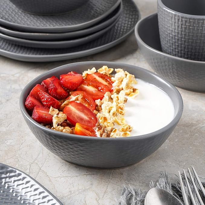 Stone Lain Abigail 16-Piece Dinnerware Set Stoneware, Gray
