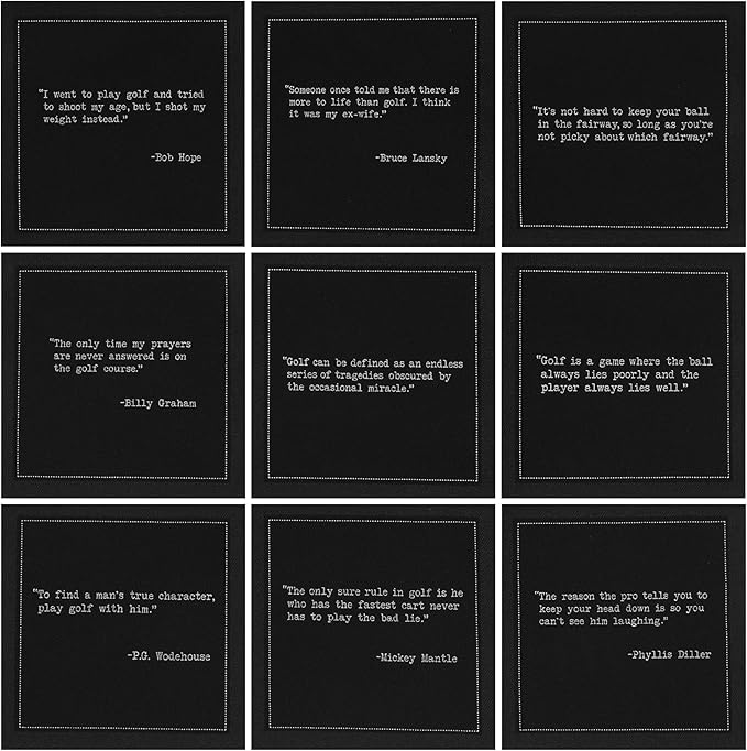 Five Star Funny Golf Humor Quotes | Black Cotton Cocktail Napkins | 50 Luxury Disposable Beverage Napkins with Witty Bar Quotes | Drink Napkins for Parties, Bars, Weddings & Game Nights