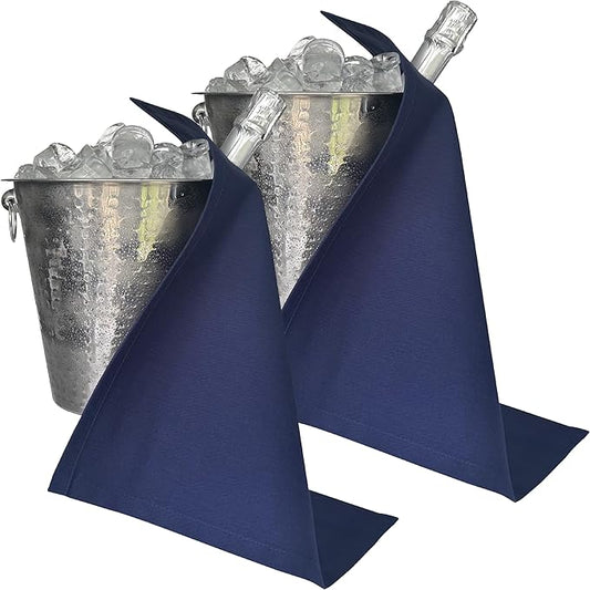 Original Collection, Bottle Cloths for Ice Buckets, Cotton, 42 cm, Corner Hole, Stitched Circle (Royal Blue, Pack of 2)