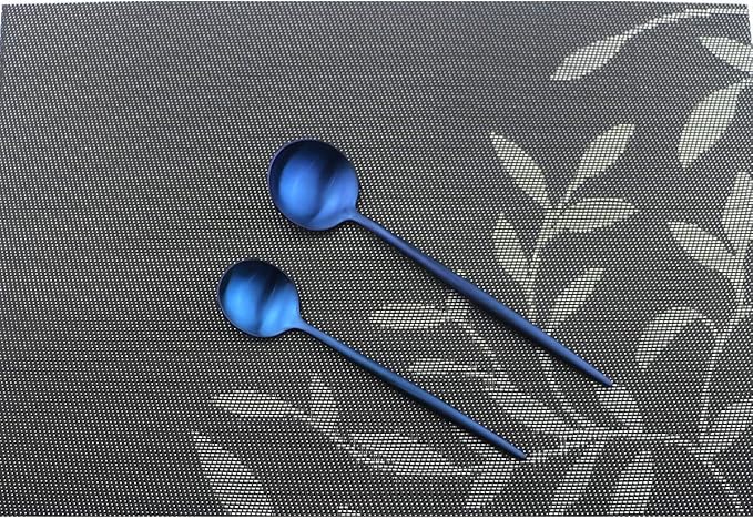 Iridescent Blue Flatware 20 Pieces Tableware Set Cutlery Set Dinnerware Anti-rust Utensil Set,Salad Spoons Knives and Dessert Forks, Silverware Service for 4