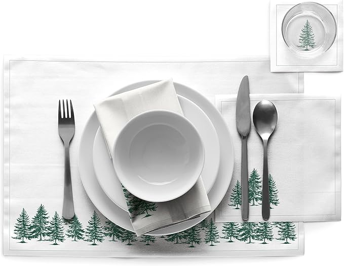 MY DRAP Forest 100% Cotton Dinner Napkins – 6 Units | Biodegradable Single-use or Reusable up to 6 Washes | Sustainable Christmas Table Linens for Events, Parties, Hosting