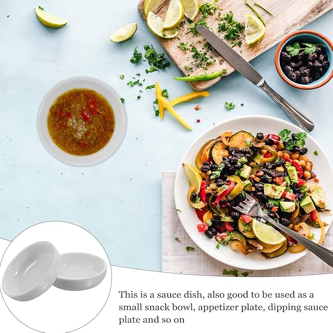 Alipis 6pcs Ceramic Dipping Sauce Dishes Small Appetizer Plates for Condiments Porcelain Serving Bowls for Home Kitchen Outdoor Parties Easy to Clean