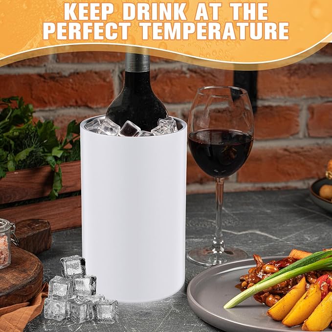 6 Pack Wine Chiller Bucket Wine Bottles Cooler Bulk, Stainless Steel Double Wall Insulated Champagne Ice Bucket for Parties,Fits for 750 ml Bottles (White)