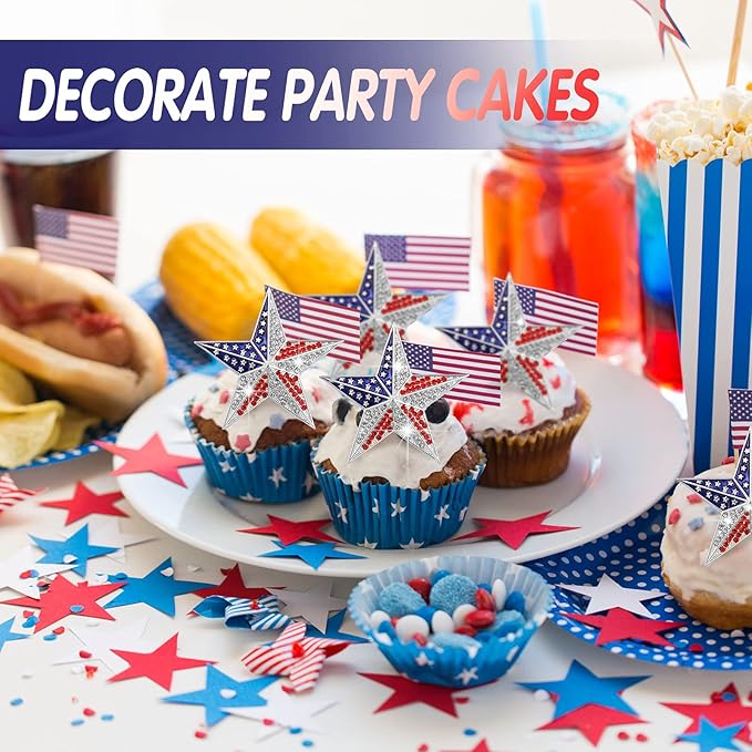 Geiserailie 6 Pieces Patriotic Napkin Rings 4th of July Napkin Ring Holder America 250th Anniversary Decor Independence Day Serviette Holder Buckle Table Ring for Dinning Table