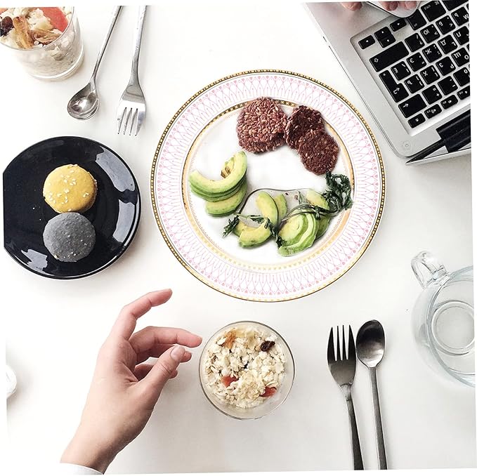 Happyyami European Style Multi-Function Serving Plate 10-Inch Household Steak Plate for Desserts and Appetizers Sturdy Ceramic Food Tray for Parties and Everyday Use