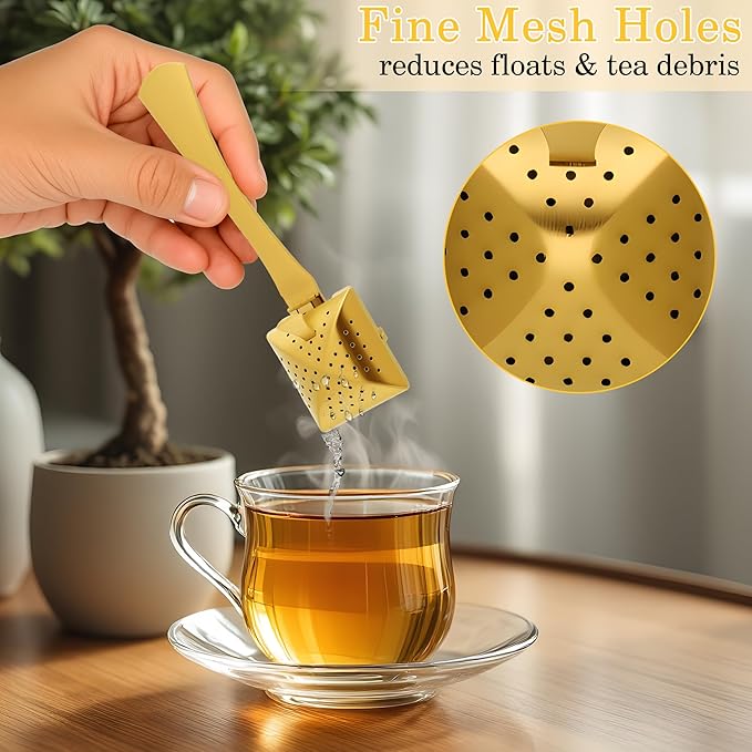 2PCS Stainless Steel Tea Infuser,Creative Square Tea Diffuser with Fine Holes Tea Strainer Steeper for Loose Leaf Tea Spices Seasonings Teawear Accessories Father's Day Gift, Gold+Silver