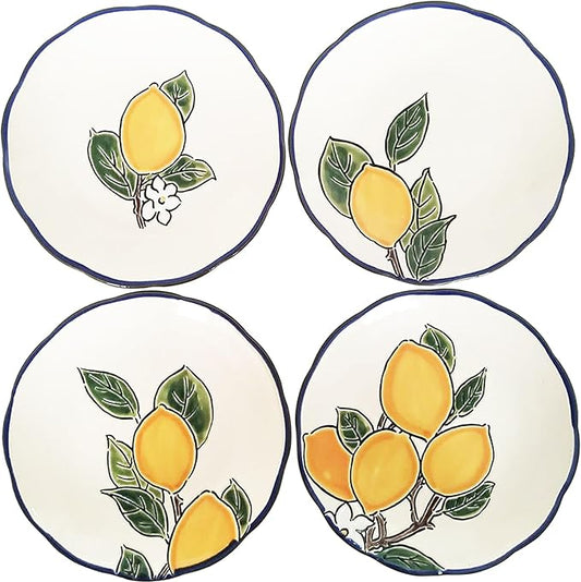 Blue Sky Clayworks Lemon Valley Appetizer Plates, 4.6" L x 5.71" W, Set of 4