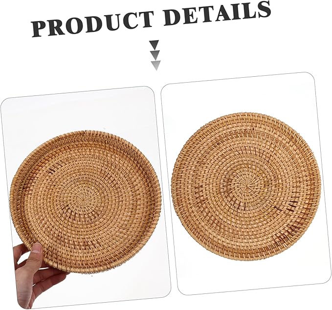 DOITOOL Wear-Resistant Rattan Serving Tray Multi-Function Fruit Plate Perfect for Desserts Snacks
