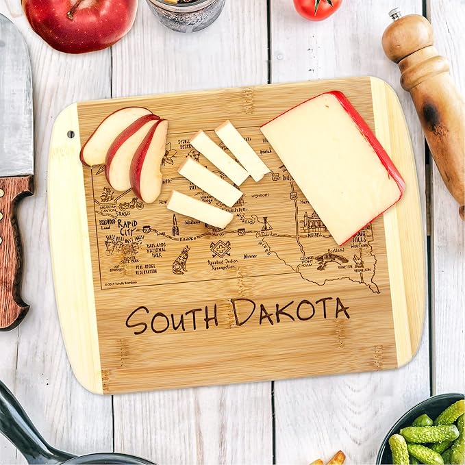 Totally Bamboo A Slice of Life South Dakota State Serving and Cutting Board, 11" x 8.75"