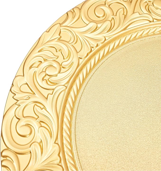 Gold Plastic Charger Plates Set of 100, 13” Reusable Party Chargers for Dinner Plates, Elegant Round Service Plate Chargers Bulk Decorative for Wedding, Catering Table Decor