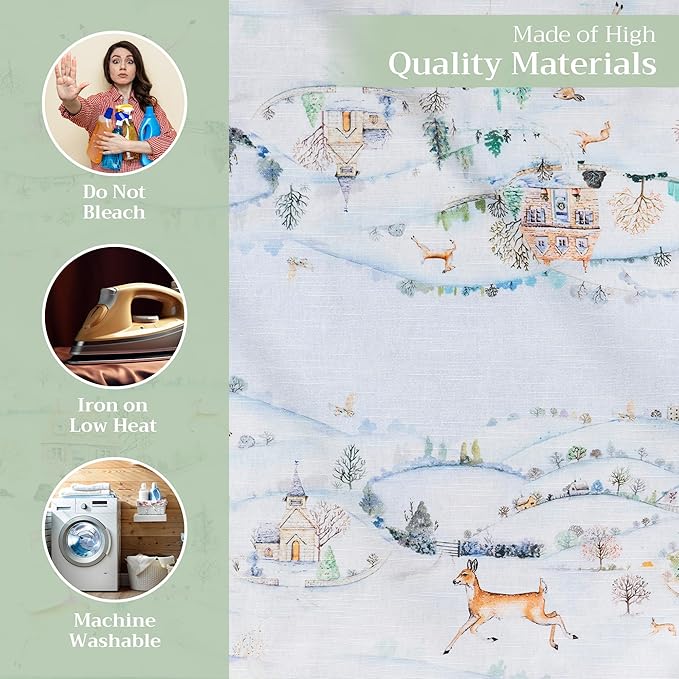 Maison d' Hermine Cloth Napkins Set of 4 100% Cotton for Thanksgiving Christmas Decorations Everyday Reusable Square Fall Napkins Cloth Washable Dinner Party (Snowy World, 20"x20")