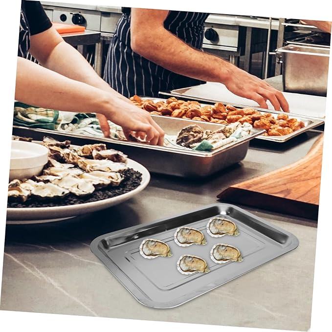 4pcs Stainless Steel Food Plate Snack Serving Trays Fruit Bread Dessert Trays Catering for Restaurant Home Dining