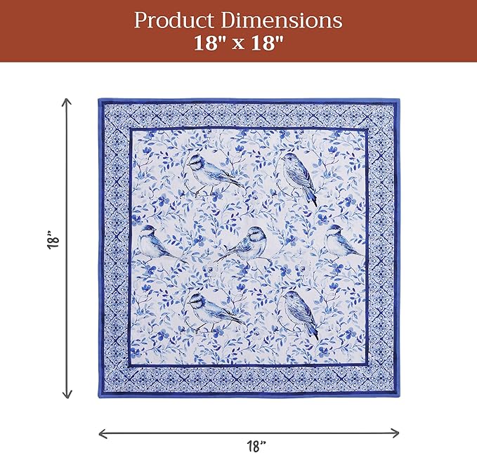 Maison d' Hermine Cloth Napkins Set of 4 100% Cotton Soft & Durable Everyday Reusable Square Napkins Cloth Washable, Dinner, Cocktail Party, Wedding, Restaurant (Dutch Base, 18" x 18")