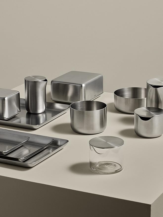blomus Basic Tray, 10 x 17 cm, matt Brushed Stainless Steel, 6.7L x 4.33W in