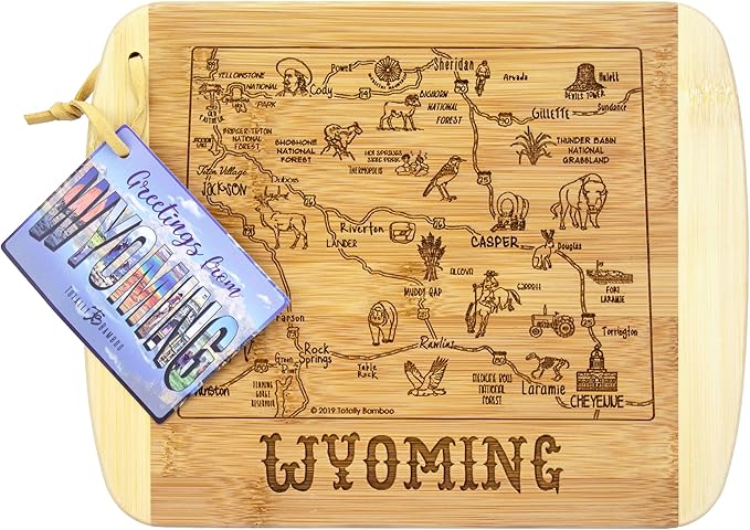 Totally Bamboo A Slice of Life Wyoming State Serving and Cutting Board, 11" x 8.75"