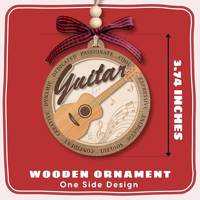 Guitar Ornament - Guitar Ornaments for Christmas Tree - Music Gifts for Guitars Lovers, Players, Guitarist, Teacher, Musician - Gifts for Music Lovers - Wood Musical Note Ornament 2025