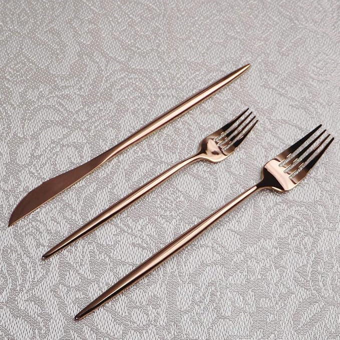 Portable Silverware Set - 5-Piece Flatware Cutlery Set - 18/10 Stainless Steel - Mirror Polishing Rose Gold - Travel Elegant Modern Utensils - Service for 1 Include Steak Knife Dinner Fork Spoon