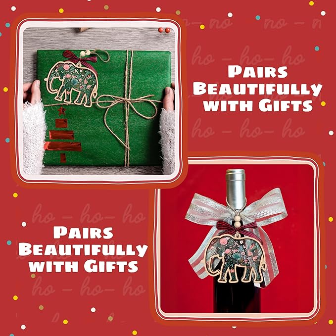 Elephant Ornaments - Elephant Gifts for Women - Best Friend Friendship Gifts for Women - Sisterhood, Friendship Ornament - Friends Gift for Christmas - Wood Acrylic Ornament & Card