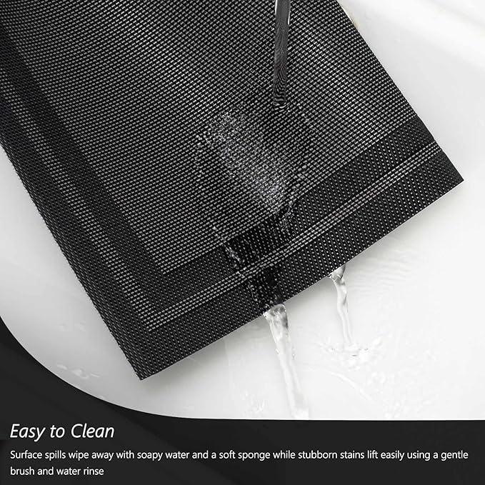 AHHFSMEI Placemats for Dining Table Set of 8 Woven Vinyl Plastic Place Mats Non-Slip Heat Insulation Stain Resistant Table Mats Washable Easy Clean Placemats (Black Frame 8)