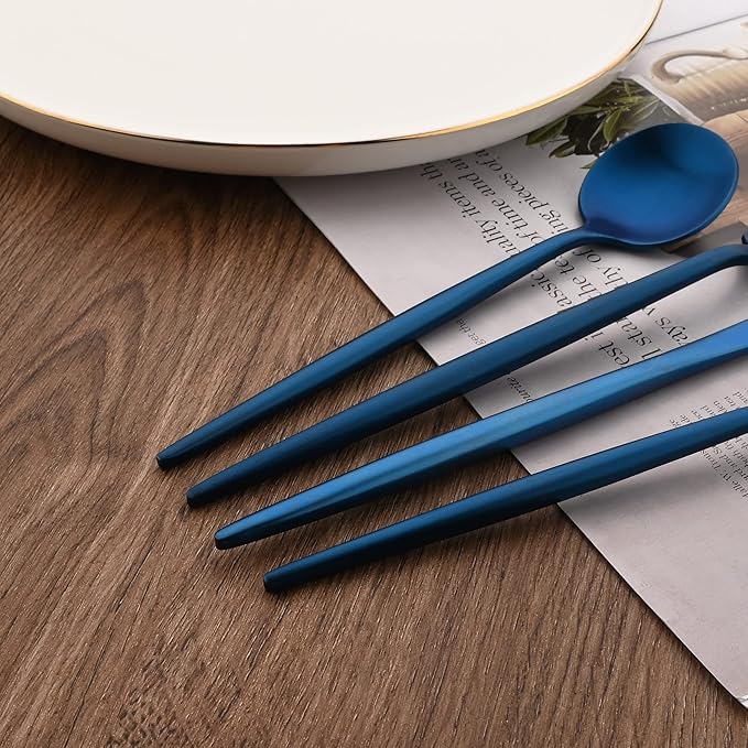 18/10 Stainless Steel Matte Flatware Set (1, Blue)