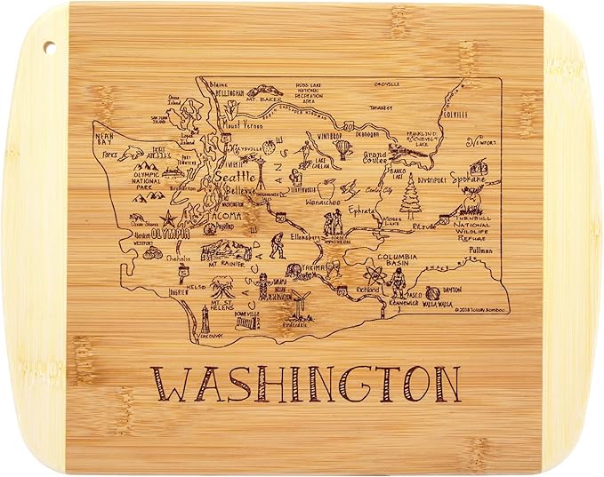 Totally Bamboo A Slice of Life Washington State Serving and Cutting Board, 11" x 8.75"