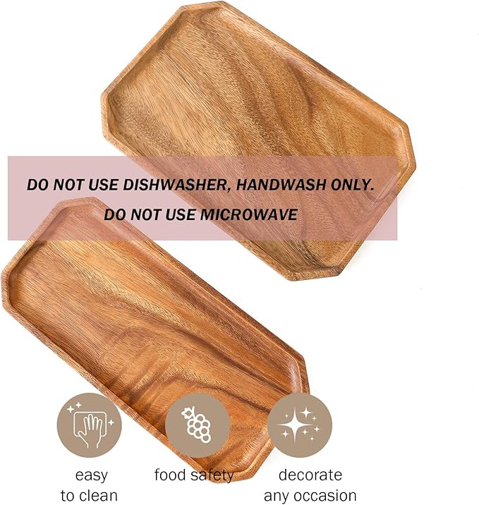 Premium Walnut Wood Wide Octagon Serving Tray 12"-100% Natural Wooden Serving Tray for Coffee Table-Great Ottoman Tray Home Decor Platter-Perfect for Serving Drinks & Food
