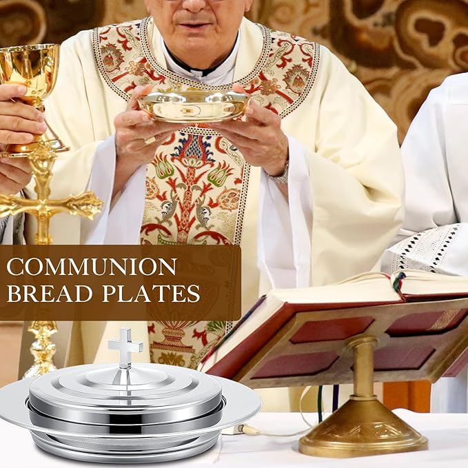 Cmmunion Trays for Churches, Communion Set Communion Tray with Lid Set Communion Plates for Church Supplies Communion Supplies (Silver)