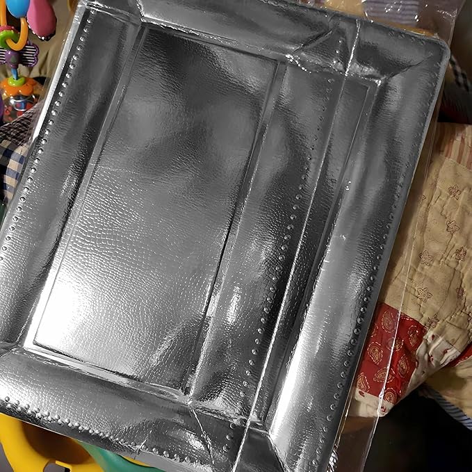 Premium Silver Decorative Serving Paper Trays - 16.25" x 12", 2 Count - Elegant Heavyweight Paper Platters for Parties & Events
