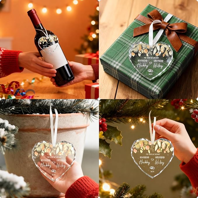 Wedding Gifts for Couples 2025 Personalized Christmas Ornaments Anniversary Valentines Christmas Engagement Gifts for Women Men Bride Just Married Couples Room Wedding Decorations Bridal Shower Gift