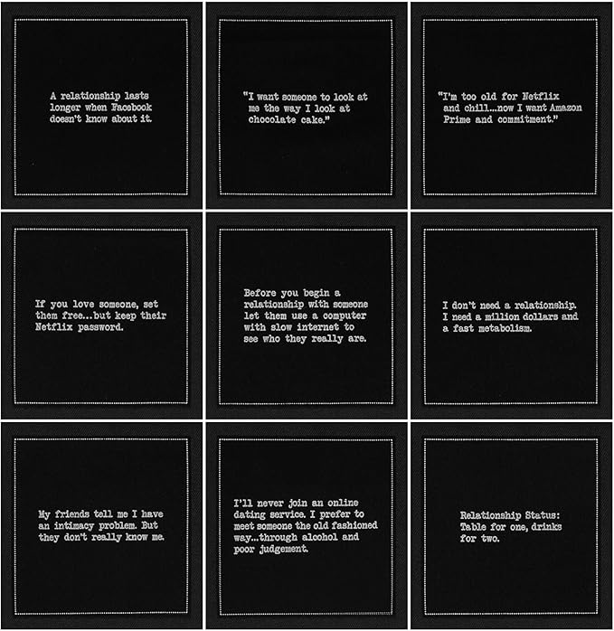 Five Star Funny Realationship Quotes | Black Cotton Cocktail Napkins | 50 Luxury Disposable Beverage Napkins with Witty Bar Quotes | Drink Napkins for Parties, Bars, Weddings & Game Nights