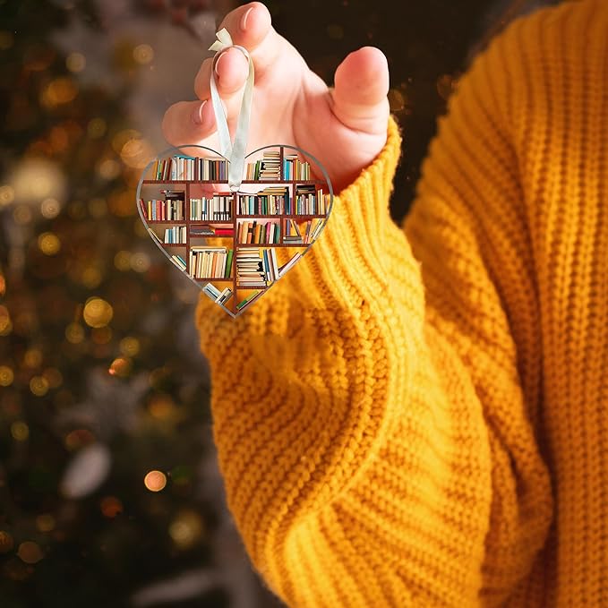 Book Ornaments for Christmas Tree - Book Lovers Gifts for Women - Gifts for Books Lover, Bookworm, Women, Librarian, Nerd - Acrylic Books Christmas Ornament