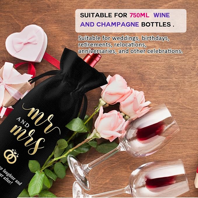 LANBAIHE Mr and Mrs Wine Bag, Wedding Shower Gifts Wine Bag, Bridal Shower Engagement Gifts, Mr and Mrs Wedding Gift Party Decorations