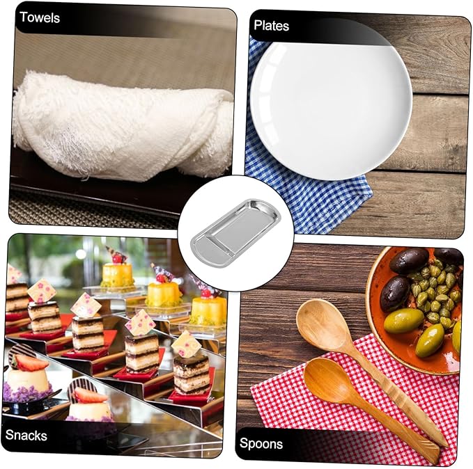 LIFKOME Clip Tray for Kitchen Stainless Steel Serving Trays Buffet Plate Easy to Clean Multifunctional Tableware Storage