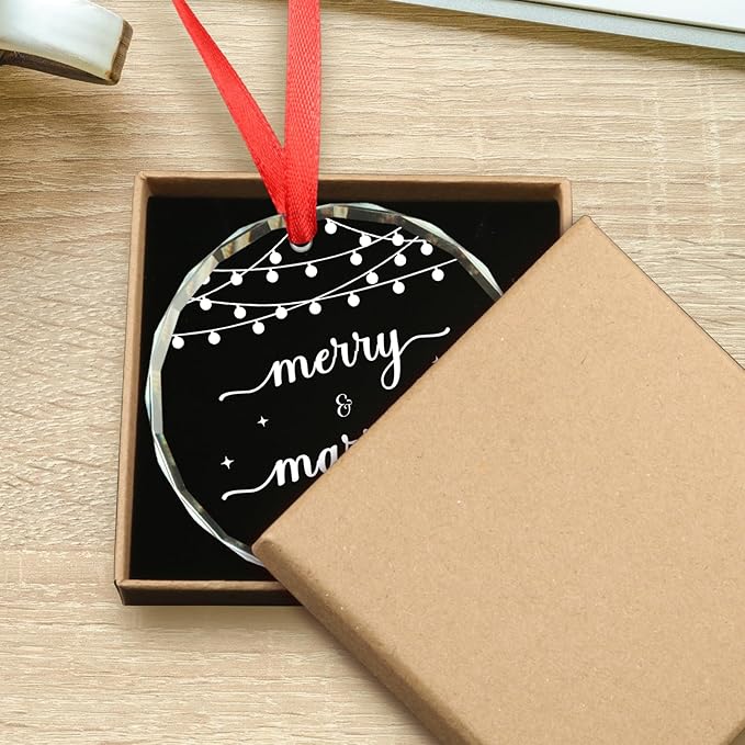 Wedding Gifts for Couples 2025, Mr and Mrs Gifts Merry & Married Glass Ornament, Bridal Shower Gift Engagement Gift for Newlyweds, 1st Married Christmas Ornaments 2025
